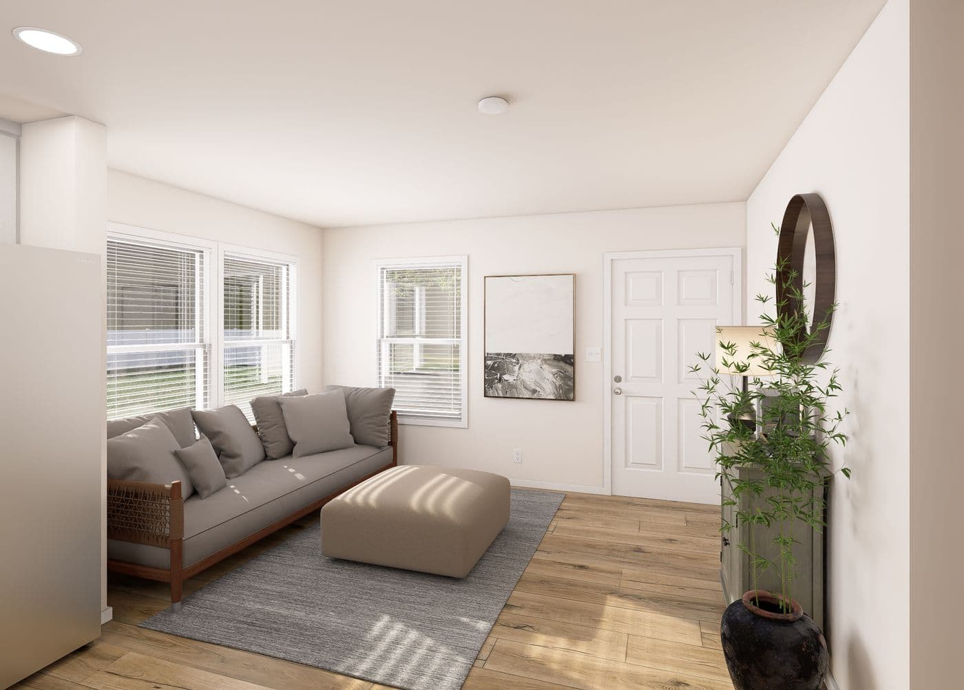 The DRM402P 2040'            DREAM Living Room. This Manufactured Mobile Home features 2 bedrooms and 2 baths.