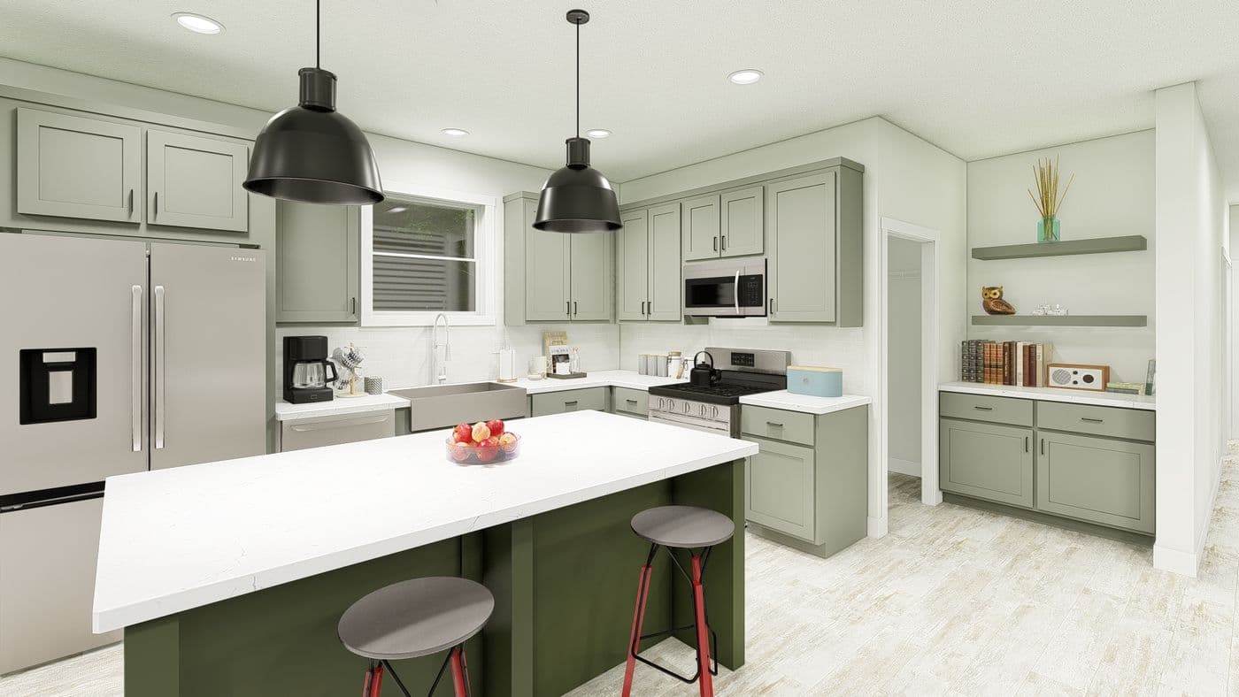 The HIP-2856-3C             BOSTON Kitchen. This Manufactured Mobile Home features 3 bedrooms and 2 baths.