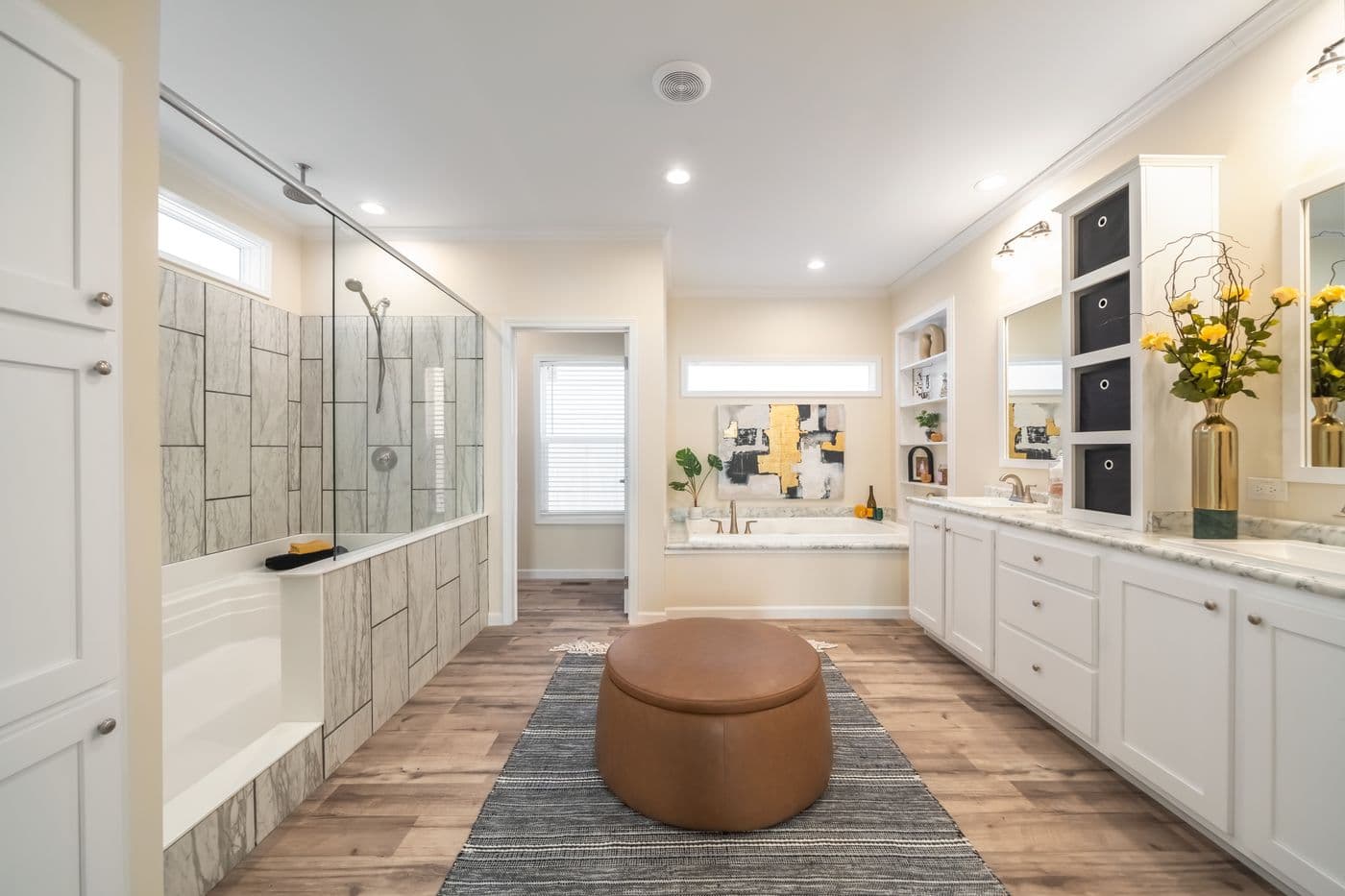 The SUPER 68 ELITE Primary Bathroom. This Manufactured Mobile Home features 3 bedrooms and 2 baths.