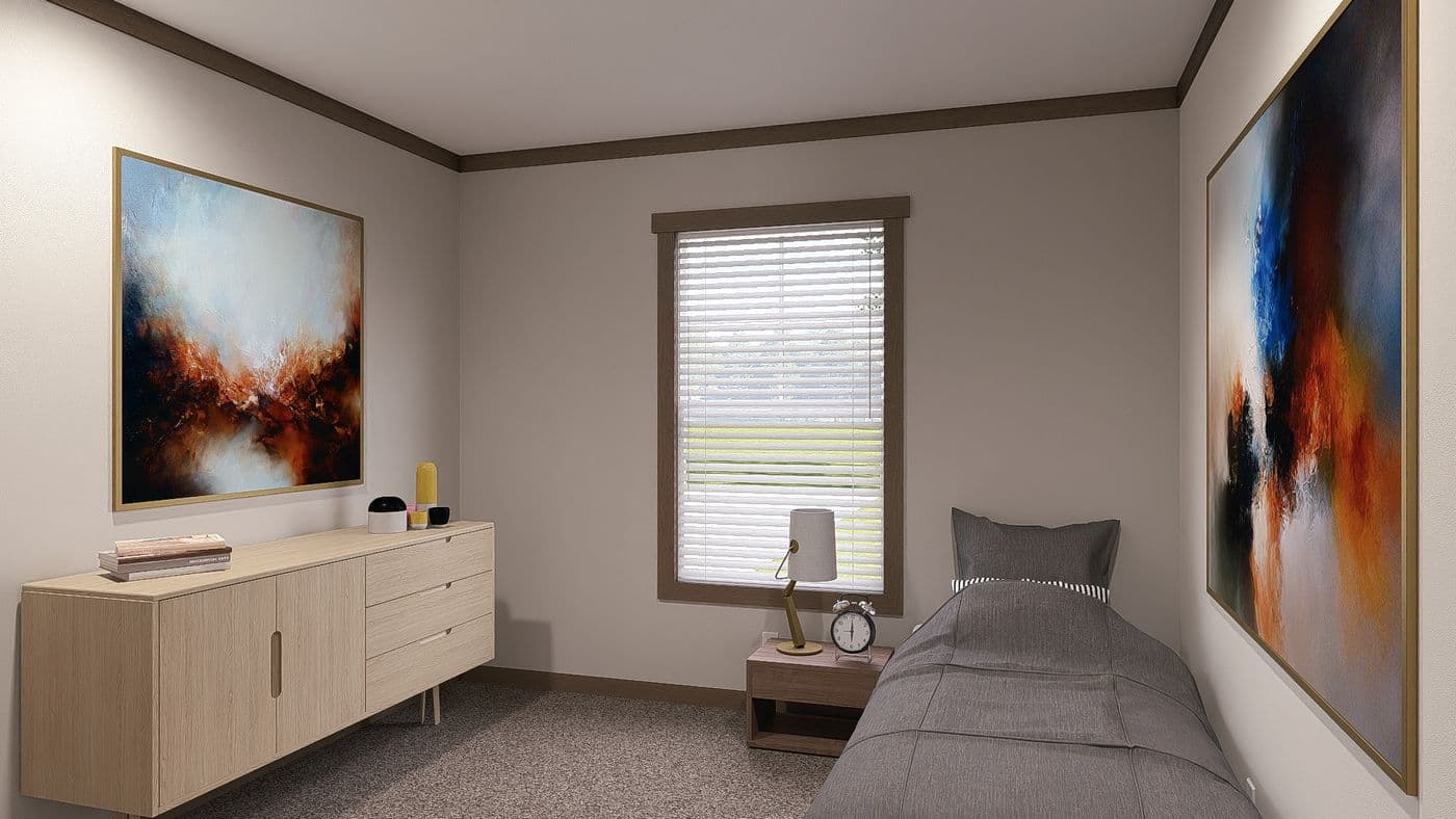 The ISABELLA Guest Bedroom. This Manufactured Mobile Home features 3 bedrooms and 2 baths.