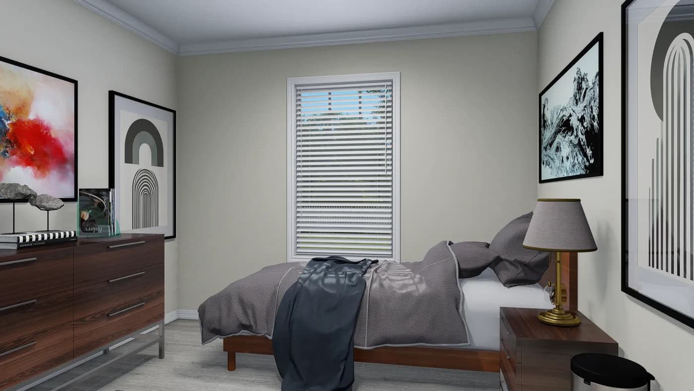 The 5425 "RIDGE" 7628 Bedroom. This Manufactured Mobile Home features 4 bedrooms and 2 baths.