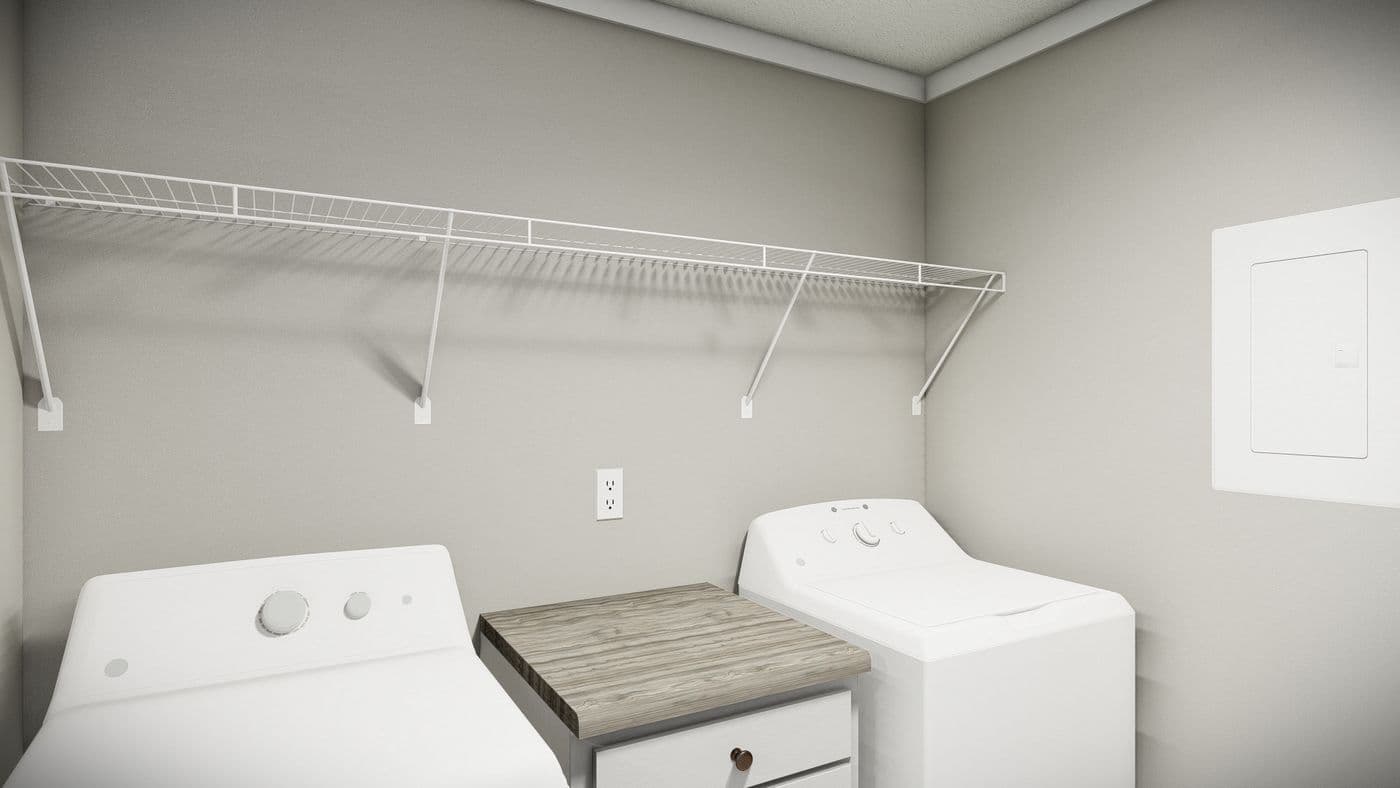 The THE WASHINGTON Utility Room. This Manufactured Mobile Home features 3 bedrooms and 2 baths.