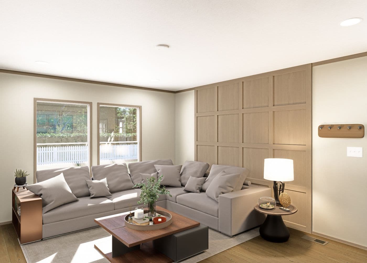 The COOK Living Room. This Manufactured Mobile Home features 3 bedrooms and 2 baths.