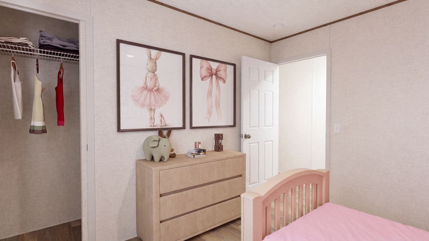 The MAGNOLIA Guest Bedroom. This Manufactured Mobile Home features 3 bedrooms and 2 baths.