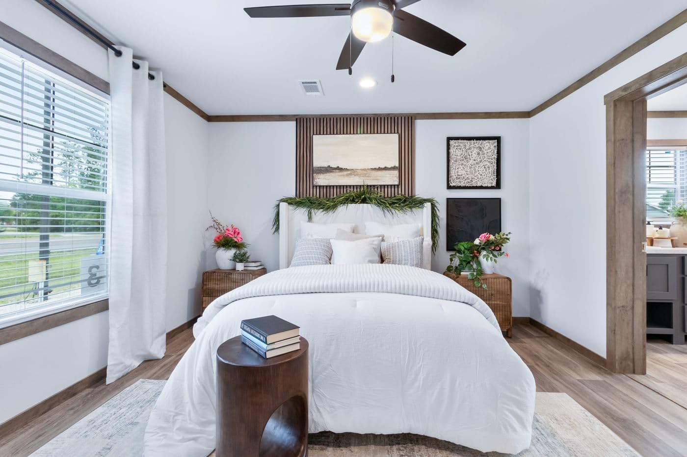 The FARM 3 FLEX Primary Bedroom. This Manufactured Mobile Home features 3 bedrooms and 2 baths.