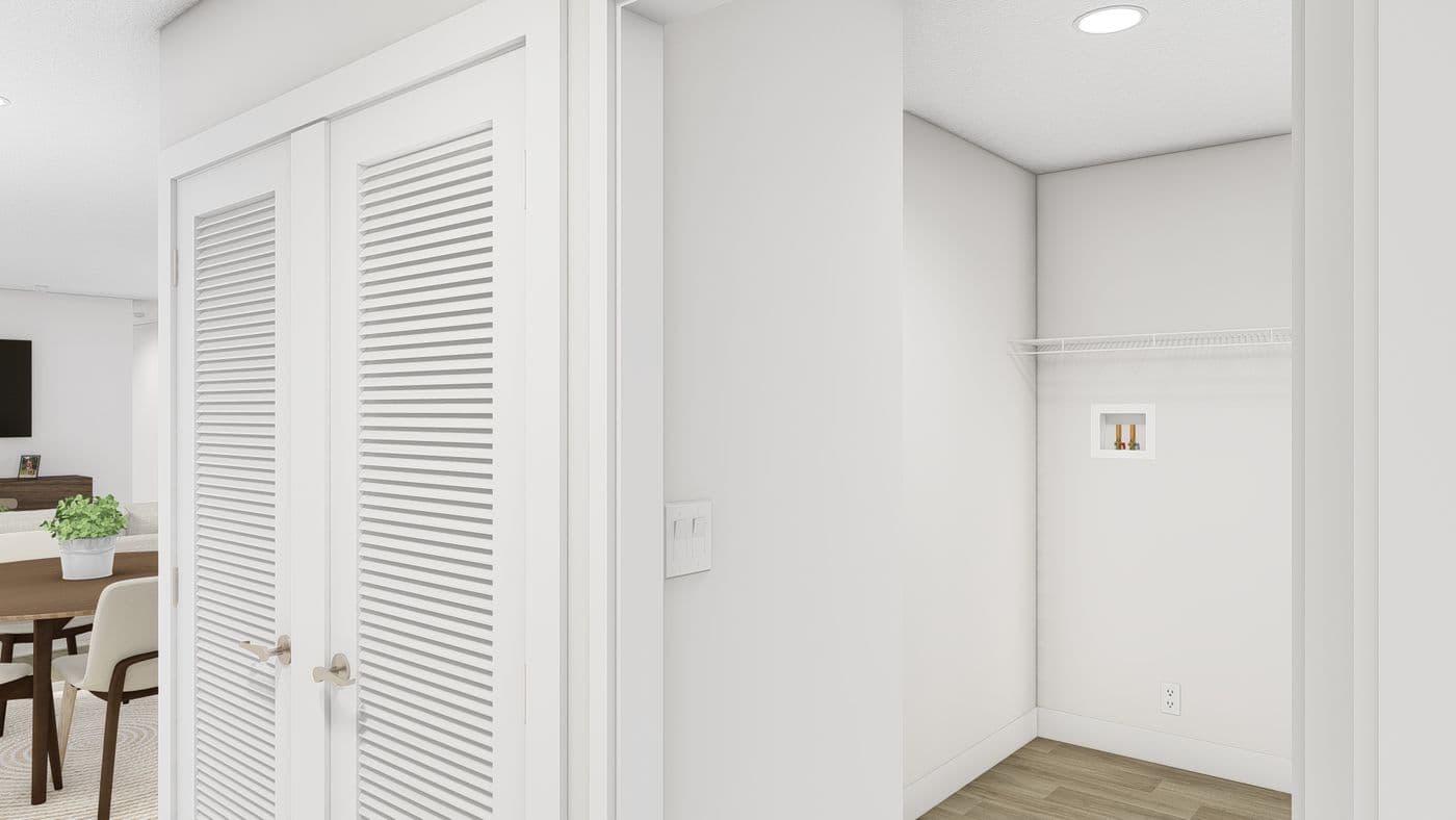 The RAMSEY 218-1 Utility Room. This Manufactured Mobile Home features 3 bedrooms and 2 baths.
