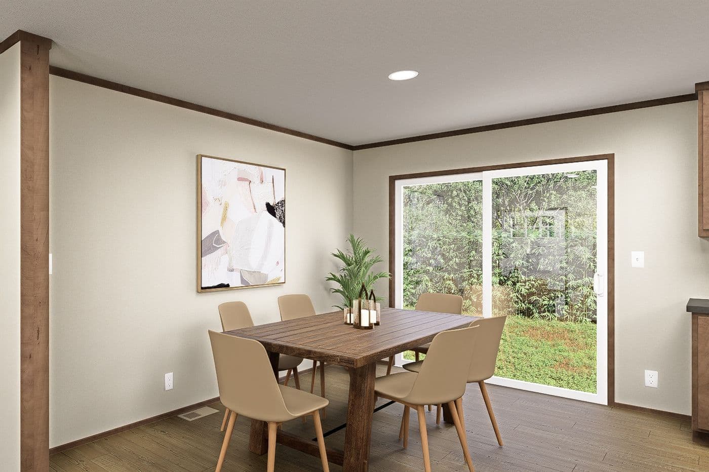 The SNOWCAP Dining Area. This Manufactured Mobile Home features 4 bedrooms and 3 baths.
