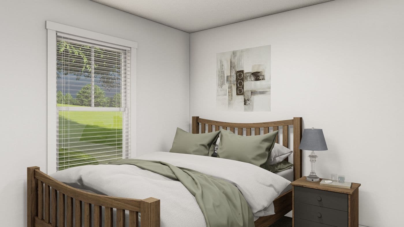 The THE WASHINGTON Bedroom. This Manufactured Mobile Home features 3 bedrooms and 2 baths.
