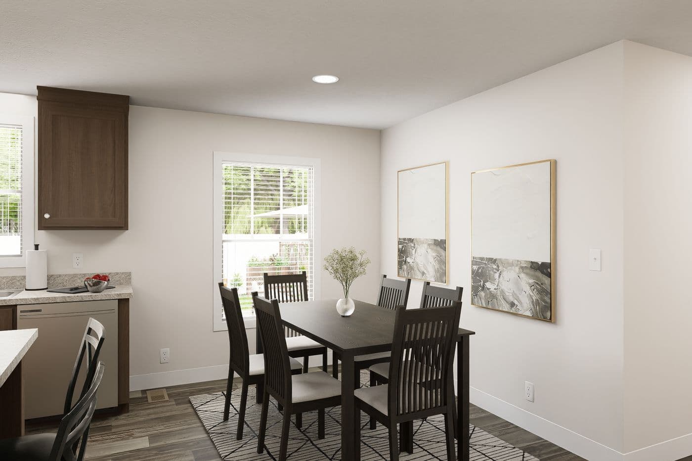 The 5628-MS067-2 HUNTINGTON Dining Area. This Manufactured Mobile Home features 4 bedrooms and 2 baths.
