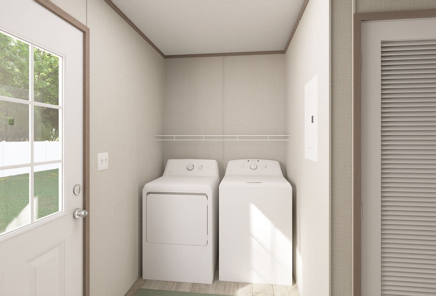 The FLEX ANNIVERSARY Utility Room. This Manufactured Mobile Home features 3 bedrooms and 2 baths.
