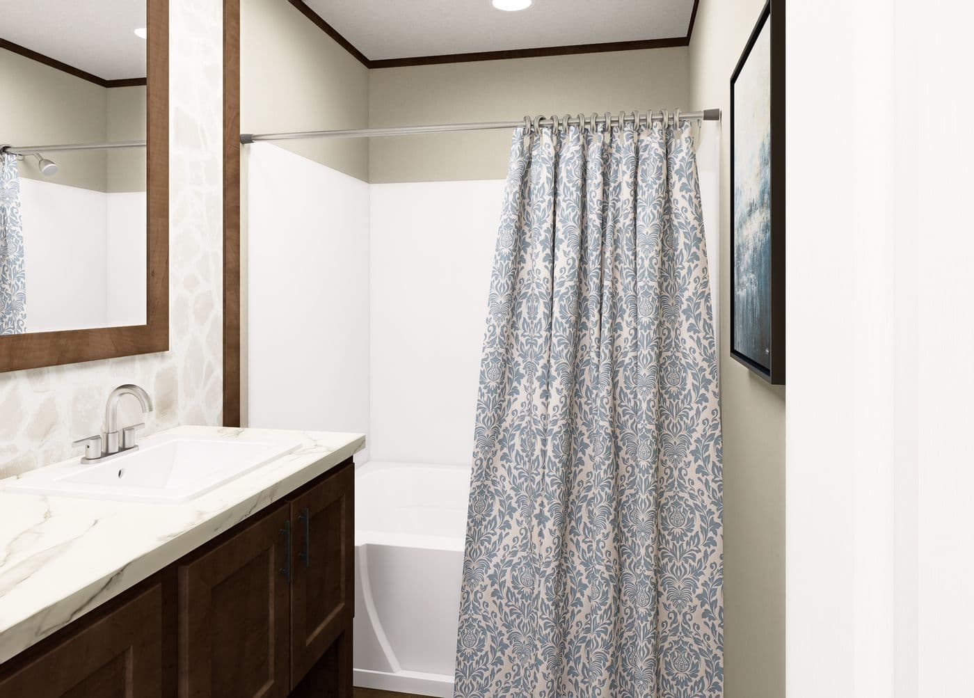 The HUDSON Primary Bathroom. This Manufactured Mobile Home features 3 bedrooms and 2 baths.