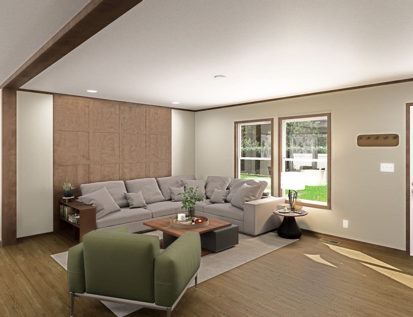 The FIJI Living Room. This Manufactured Mobile Home features 3 bedrooms and 2 baths.