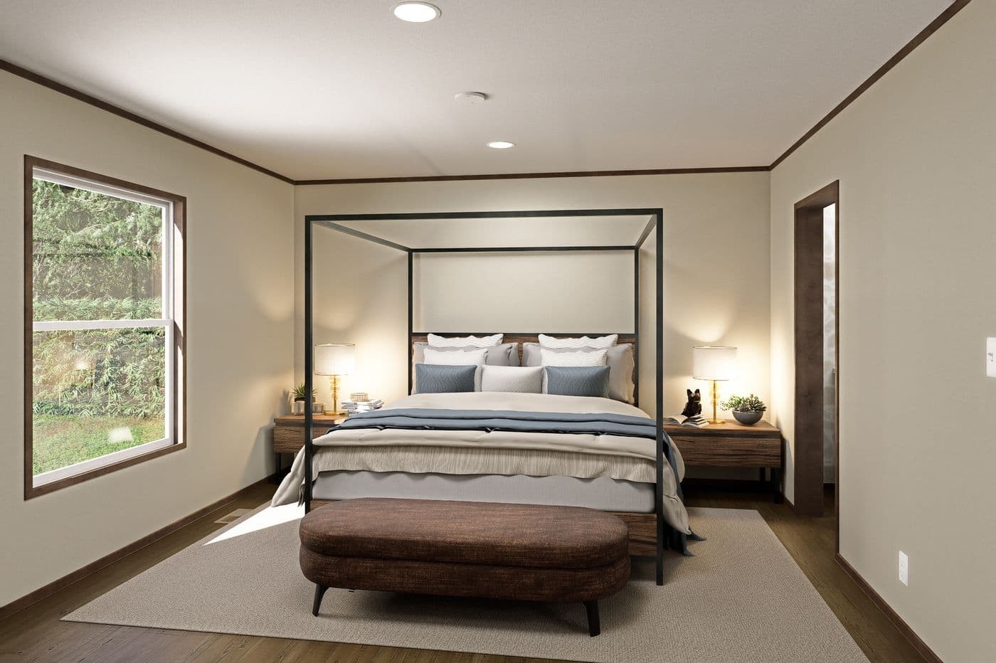 The EXPEDITION Primary Bedroom. This Manufactured Mobile Home features 4 bedrooms and 2 baths.