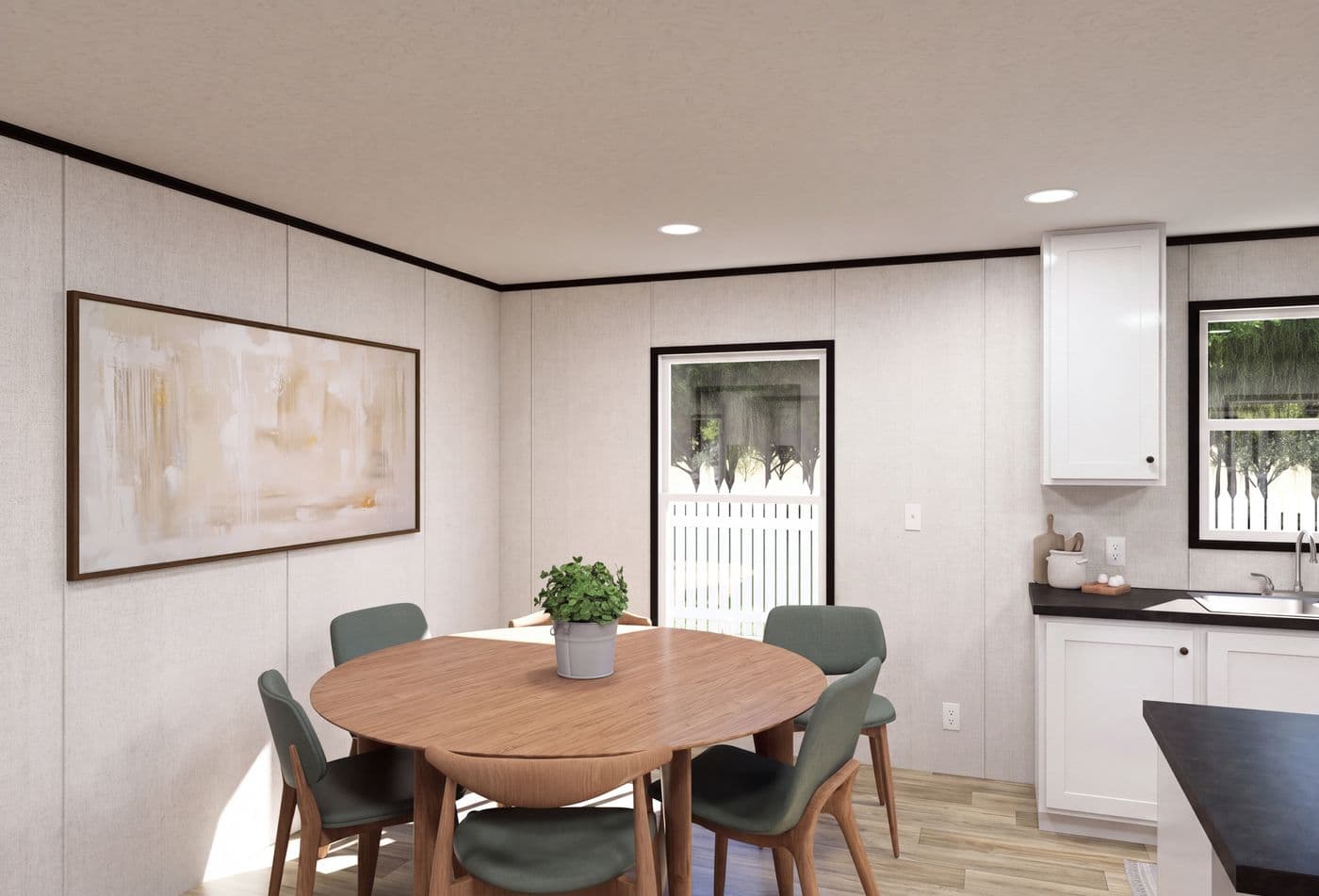 The HORIZON DAWN Dining Area. This Manufactured Mobile Home features 3 bedrooms and 2 baths.
