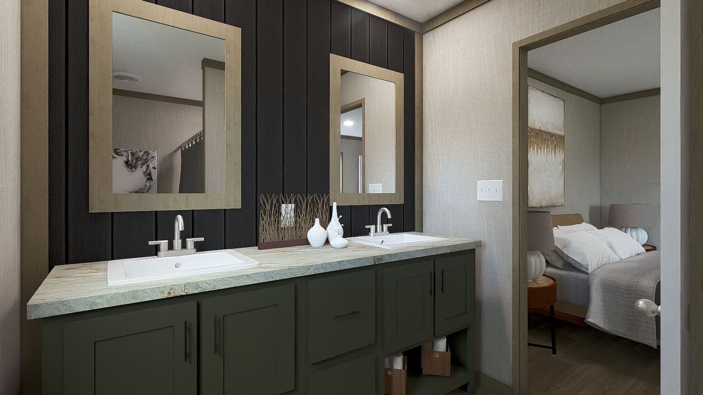 Charwood. The SYDNEY Primary Bathroom. This Manufactured Mobile Home features 3 bedrooms and 2 baths.