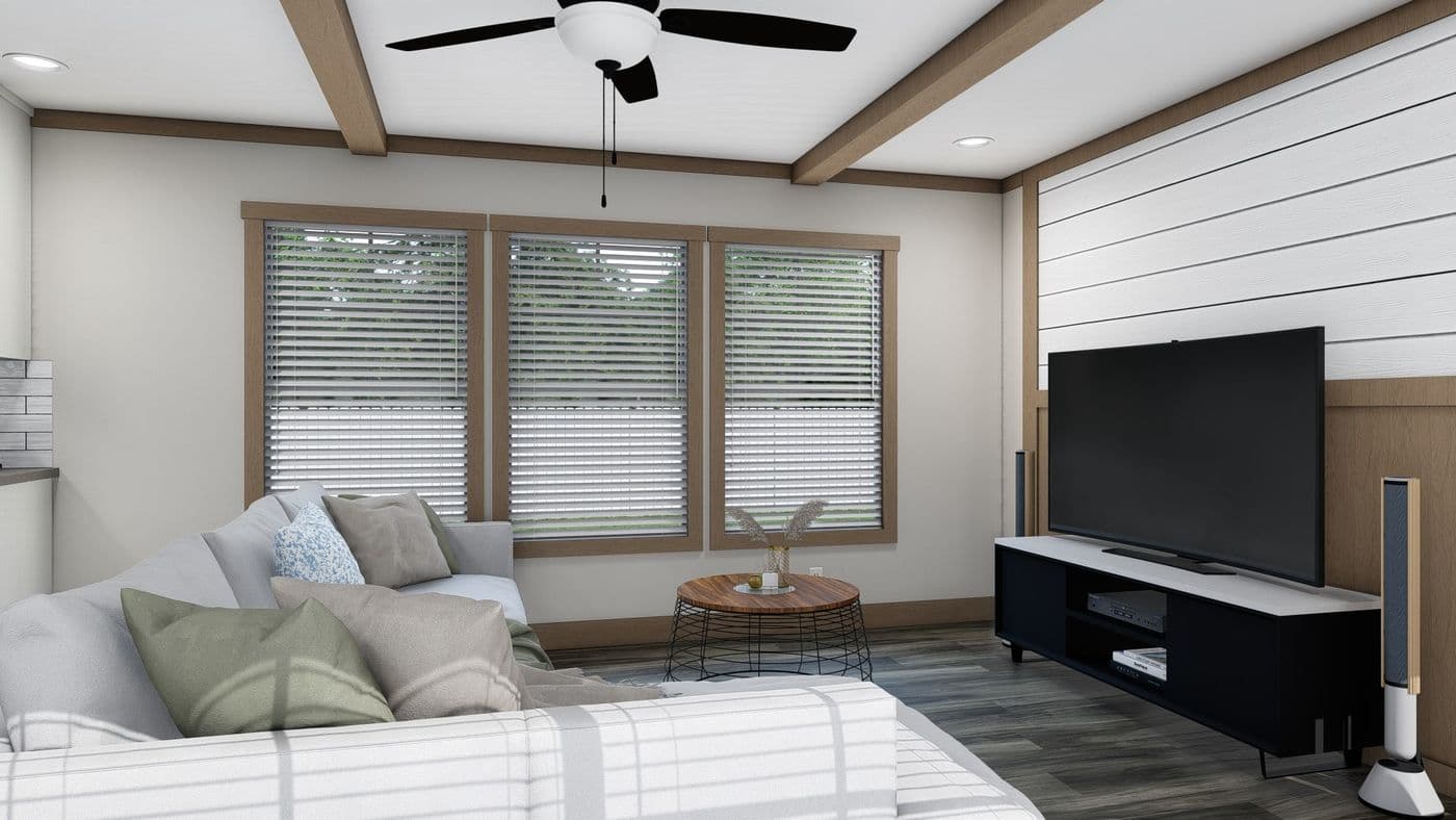 The ANNIE Living Room. This Manufactured Mobile Home features 3 bedrooms and 2 baths.