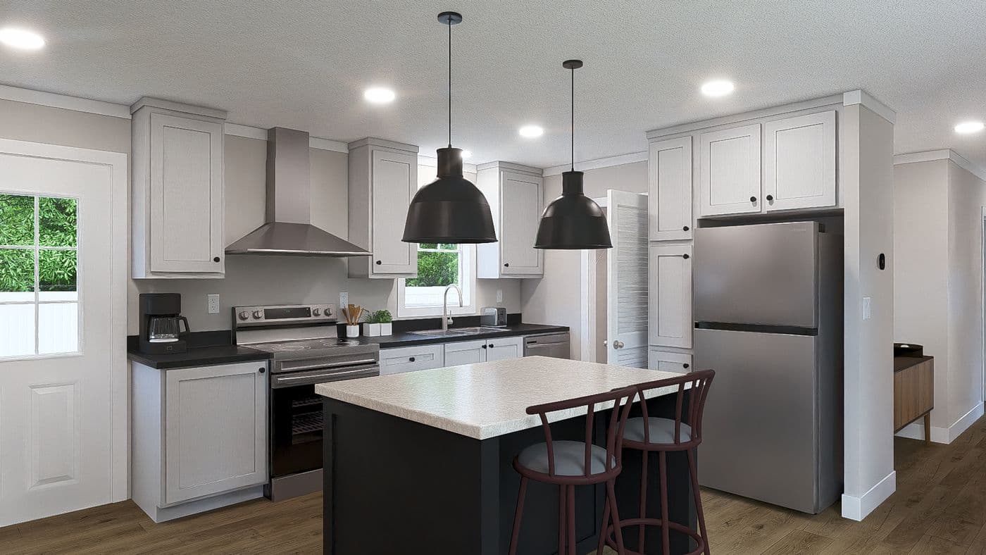 The RHYTHM NATION Kitchen. This Manufactured Mobile Home features 3 bedrooms and 2 baths.