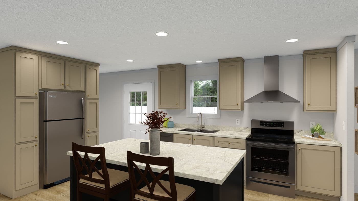 The 2003 "ROCKET MAN" 6628 Kitchen. This Manufactured Mobile Home features 3 bedrooms and 2 baths.