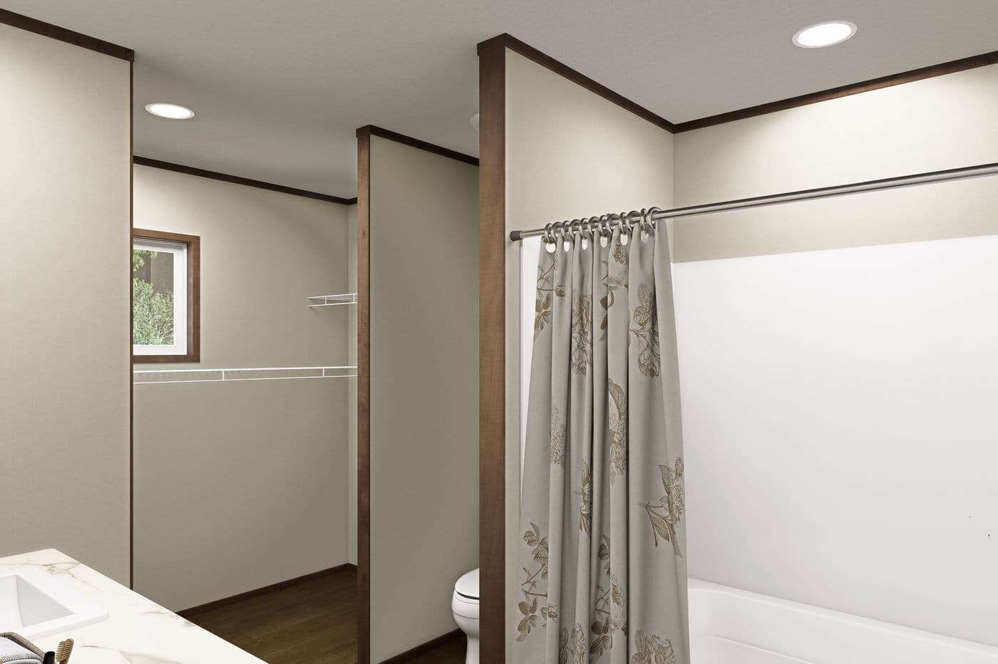 The EXPEDITION Primary Bathroom. This Manufactured Mobile Home features 4 bedrooms and 2 baths.