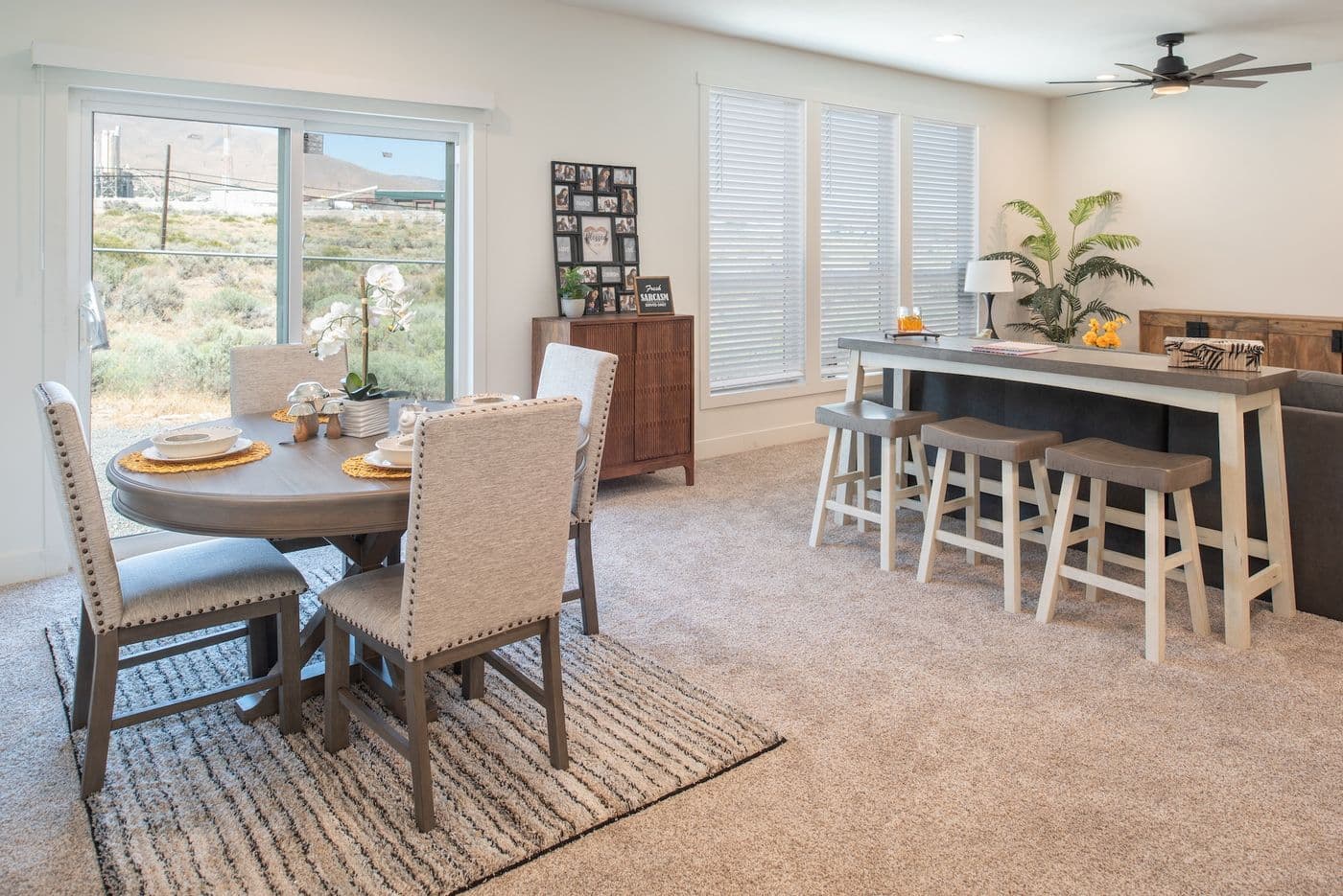 The HCP 4260-4A            LORETTA Living Room. This Manufactured Mobile Home features 4 bedrooms and 3 baths.