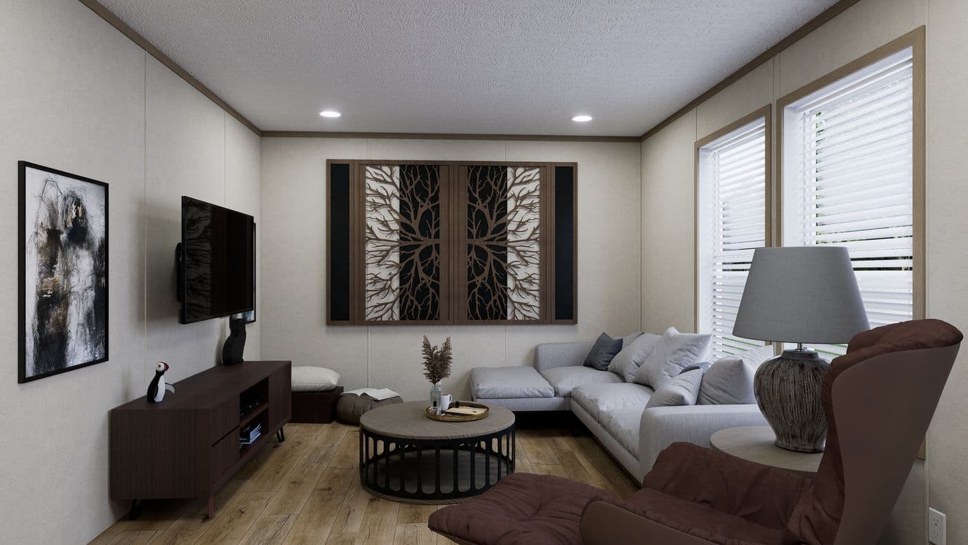 The 5624-CC56 GUARDIAN 56 Family Room. This Manufactured Mobile Home features 3 bedrooms and 2 baths.