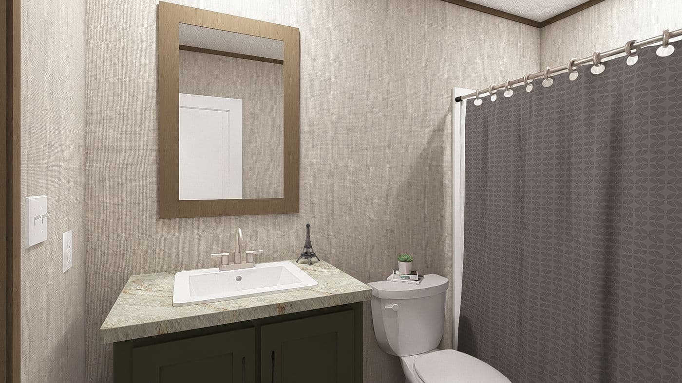 The MOROCCO Guest Bathroom. This Manufactured Mobile Home features 4 bedrooms and 2 baths.