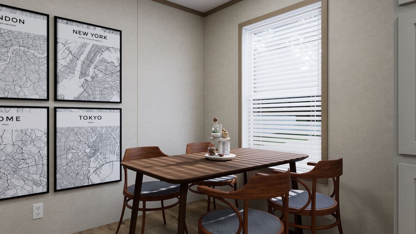 The 4824-CC54 OAKSTEAD 48 Dining Room. This Manufactured Mobile Home features 3 bedrooms and 2 baths.