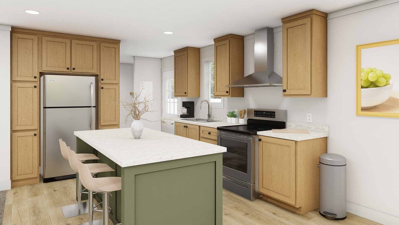 The STAND BY ME Kitchen. This Manufactured Mobile Home features 3 bedrooms and 2 baths.