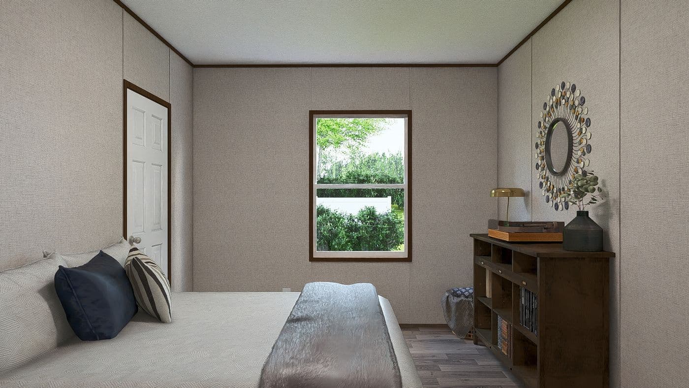 The SPRUCE Bedroom. This Manufactured Mobile Home features 3 bedrooms and 2 baths.