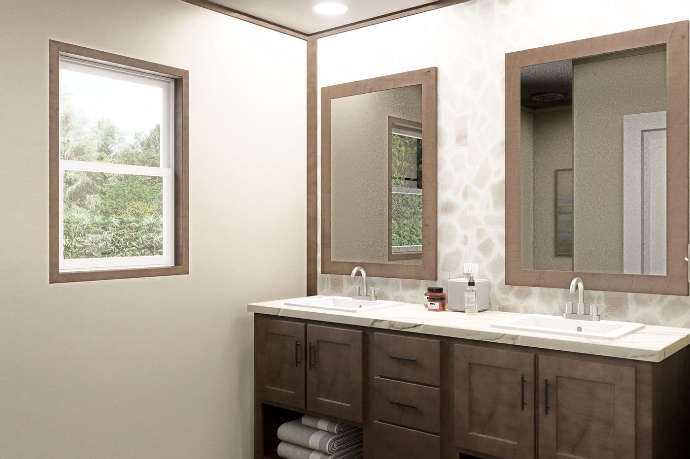 The TIDE Primary Bathroom. This Manufactured Mobile Home features 2 bedrooms and 2 baths.