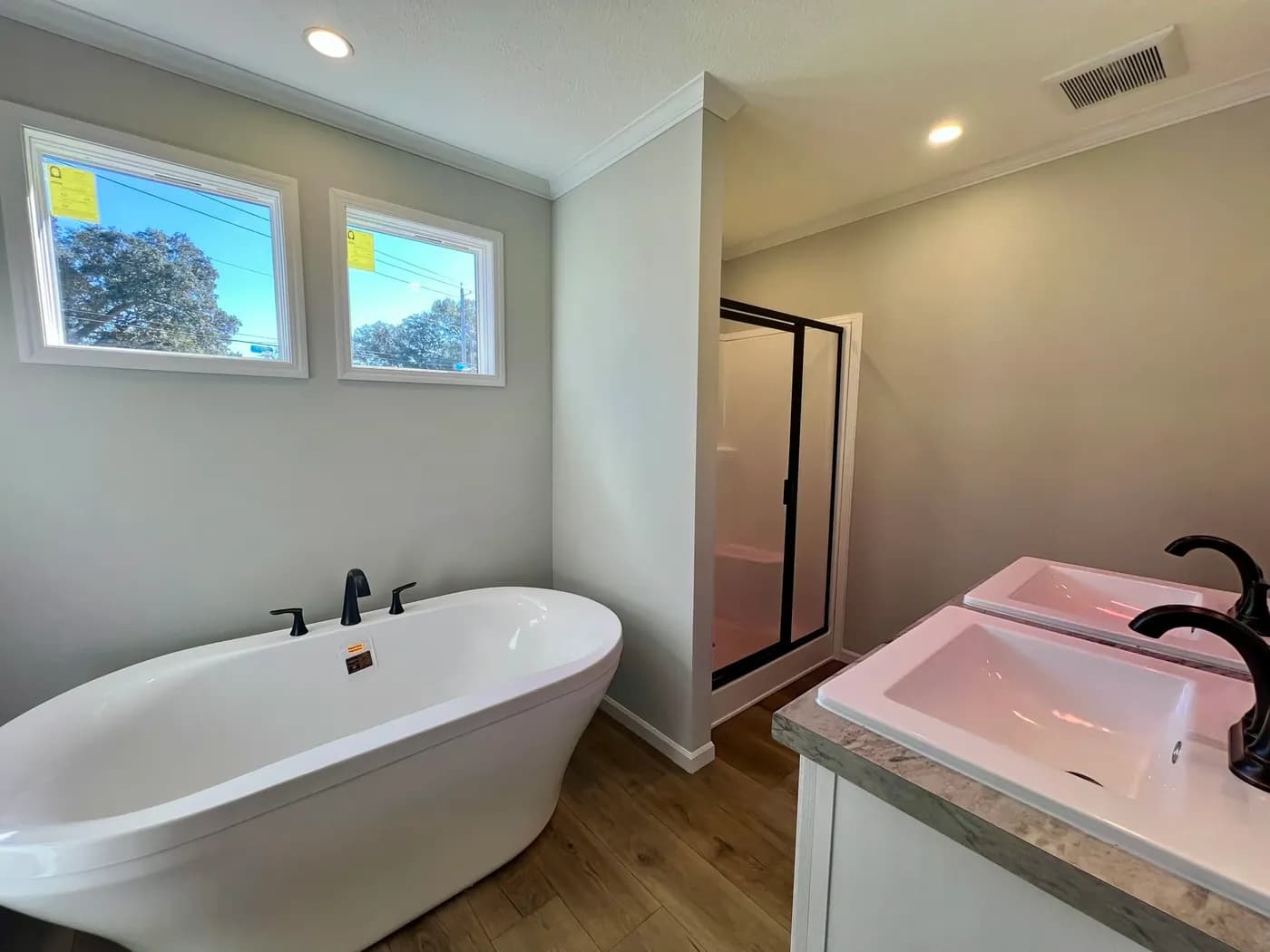 The THE TRUMAN Primary Bathroom. This Manufactured Mobile Home features 3 bedrooms and 2 baths.
