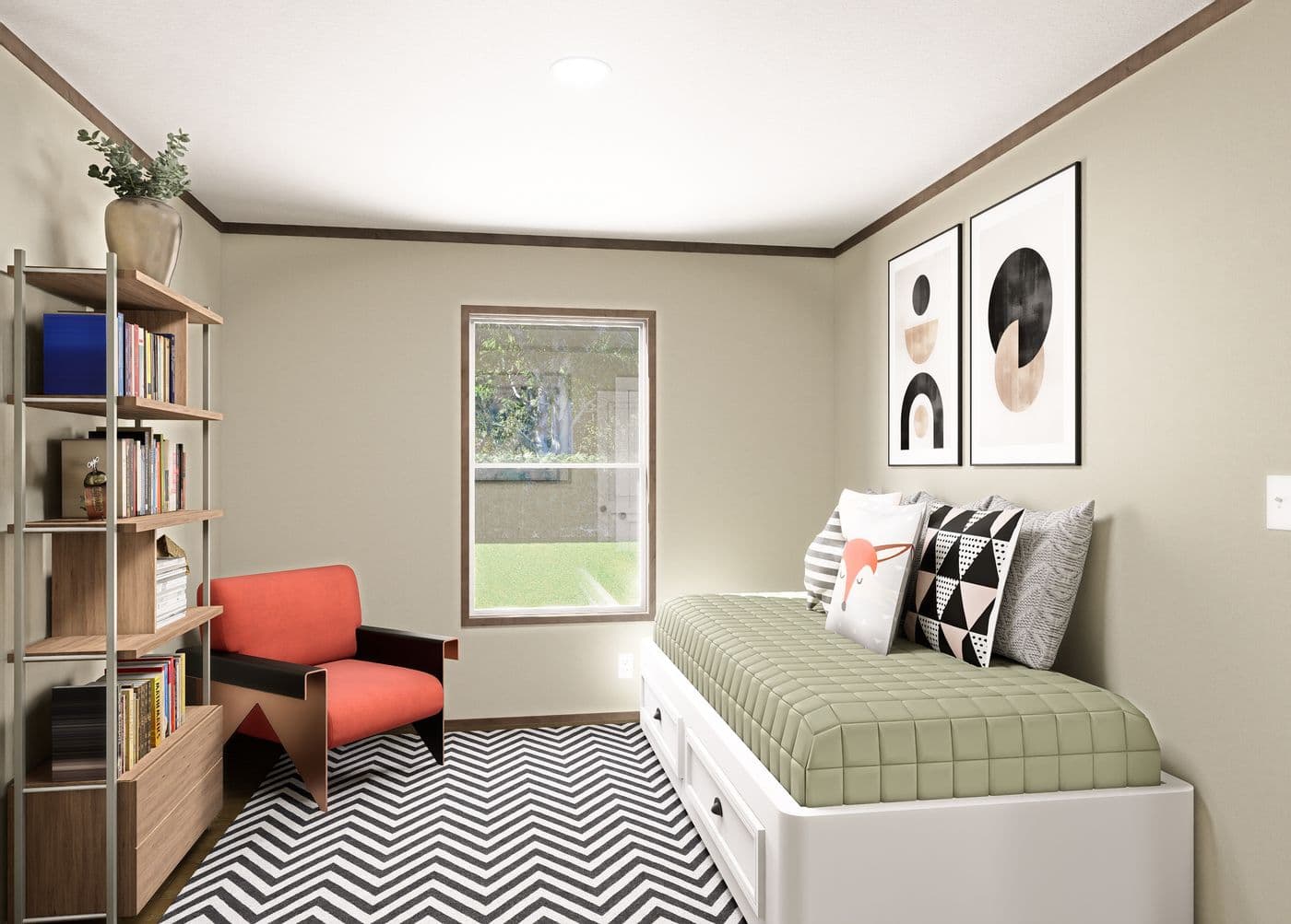 The SEVIER Guest Bedroom. This Manufactured Mobile Home features 4 bedrooms and 3 baths.