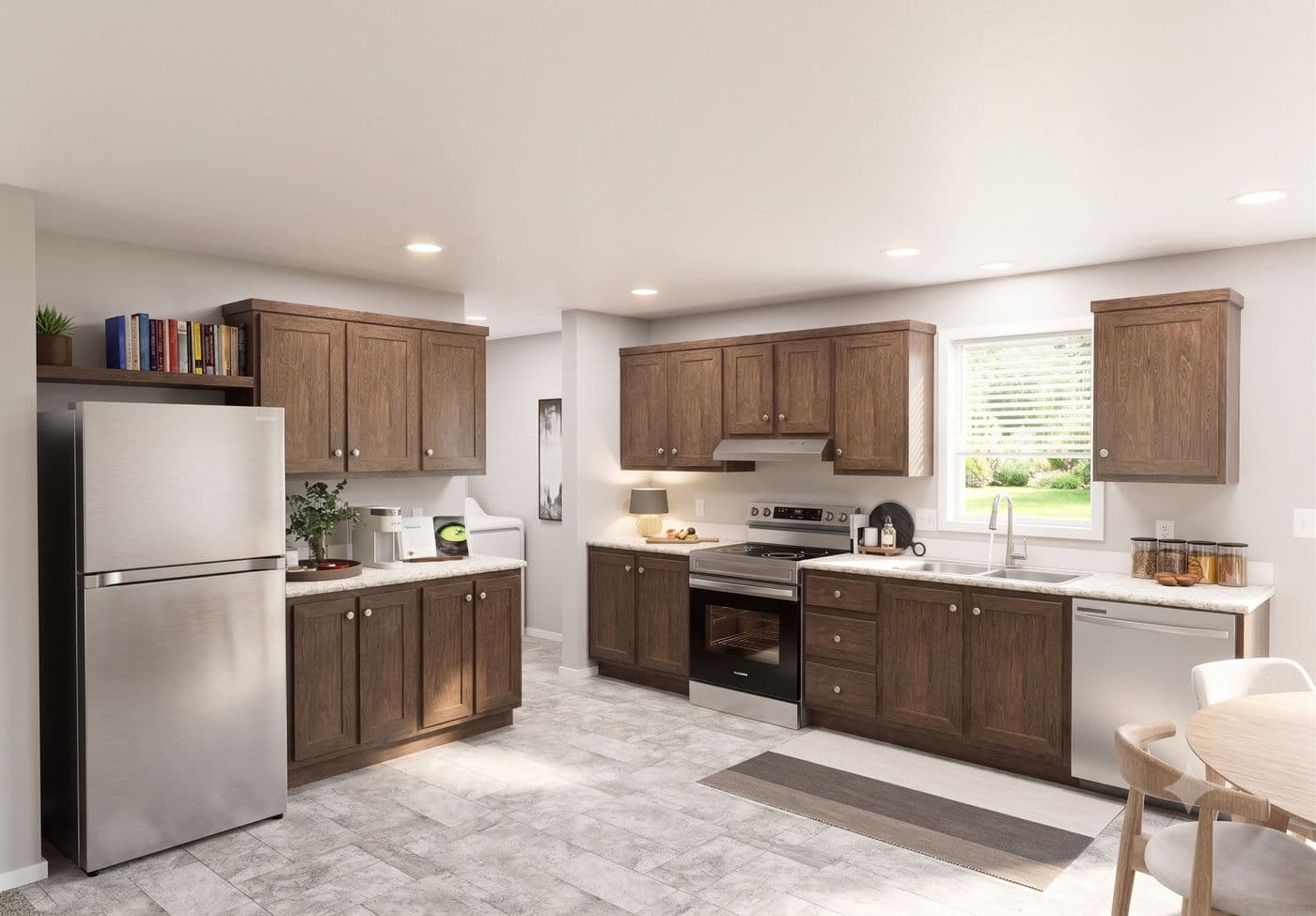 The SLE 681F Kitchen. This Manufactured Mobile Home features 4 bedrooms and 2 baths.