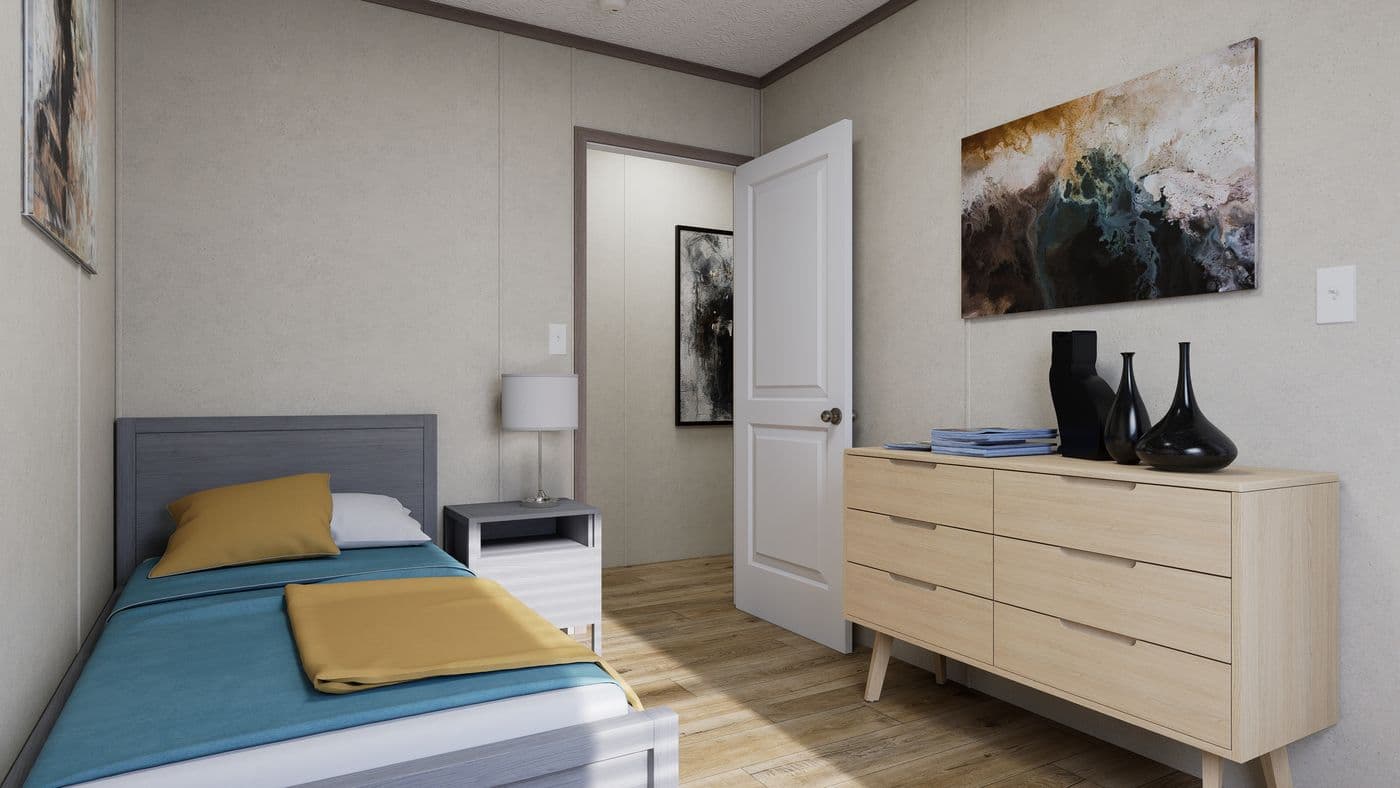 The 6016-CC03 HARBORVIEW 60 Guest Bedroom. This Manufactured Mobile Home features 2 bedrooms and 2 baths.