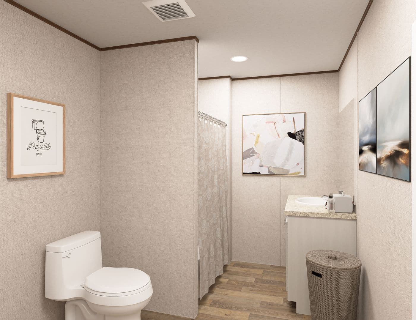 The SYCAMORE Primary Bathroom. This Manufactured Mobile Home features 4 bedrooms and 2 baths.