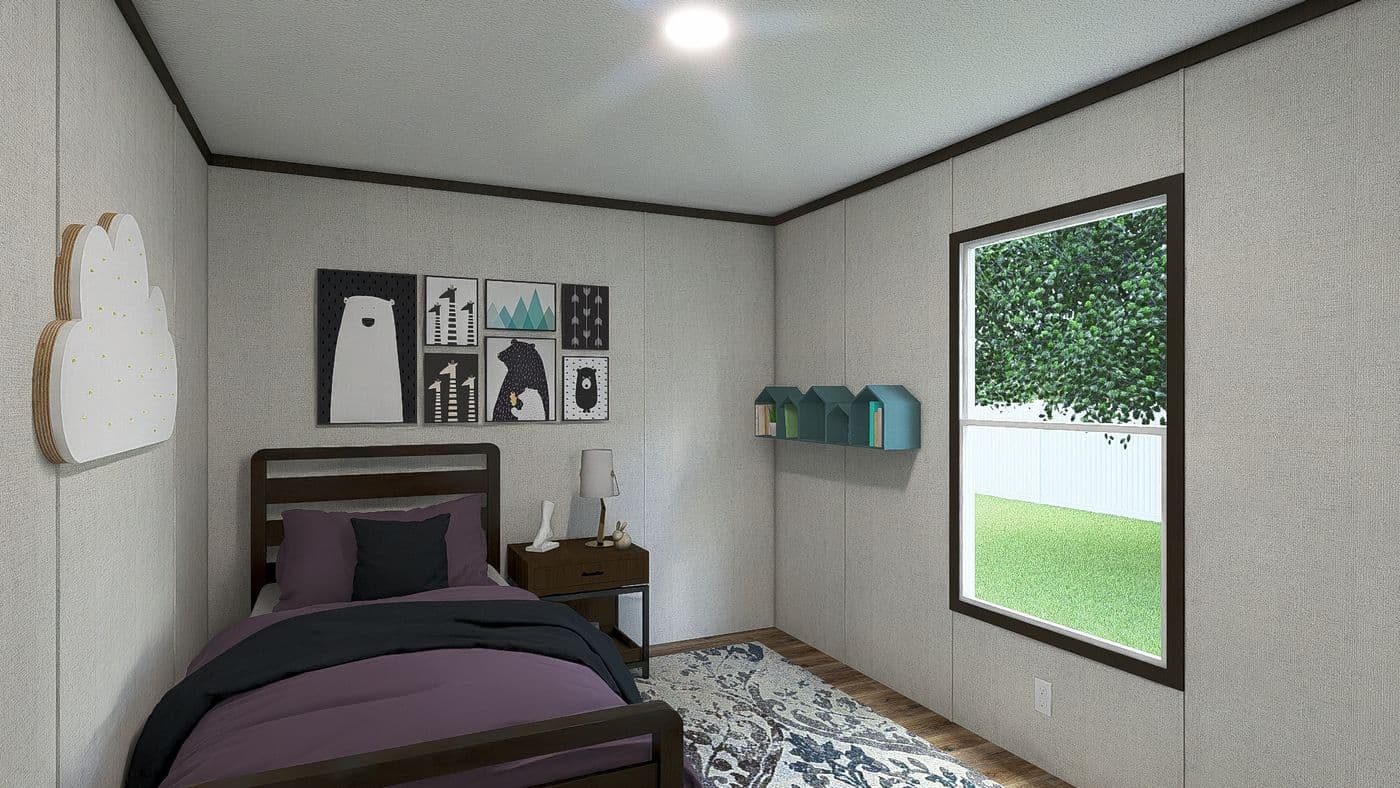The AMBITION Bedroom. This Manufactured Mobile Home features 4 bedrooms and 2 baths.