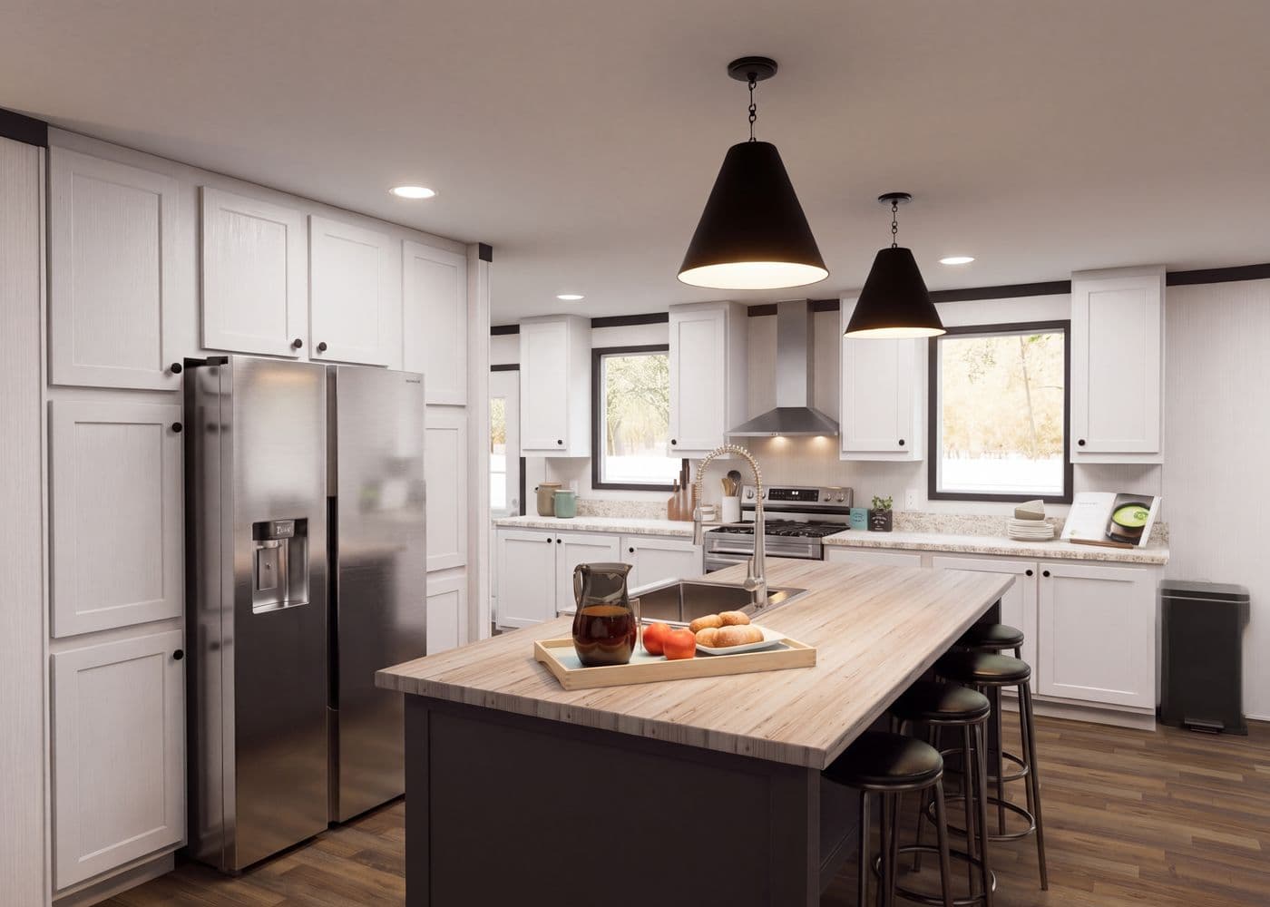 The THE FUSION 32H Kitchen. This Manufactured Mobile Home features 5 bedrooms and 3 baths.