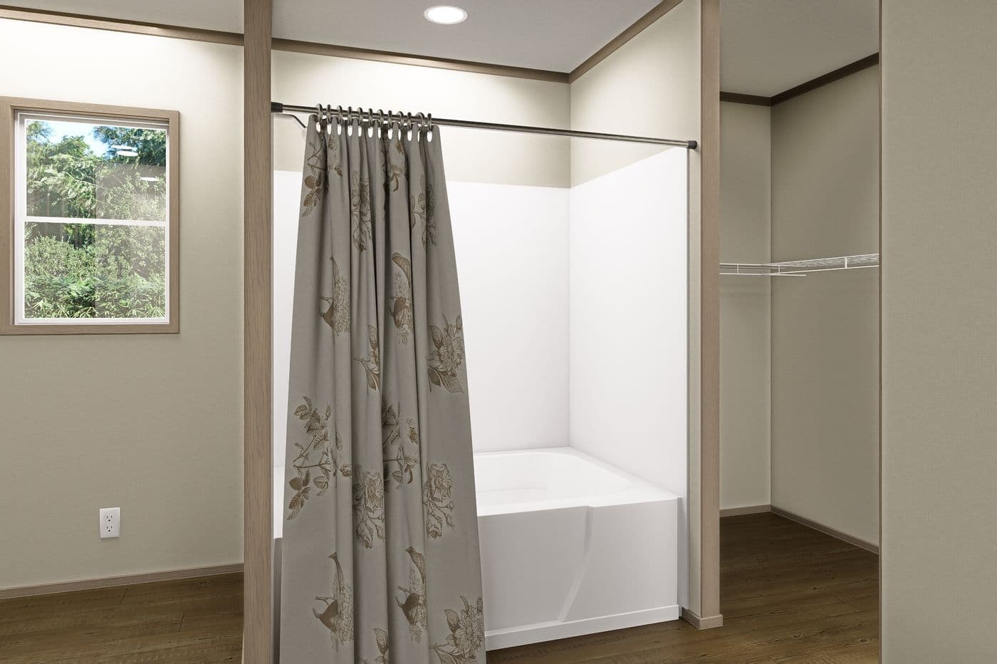 The SUMMIT Primary Bathroom. This Manufactured Mobile Home features 4 bedrooms and 3 baths.
