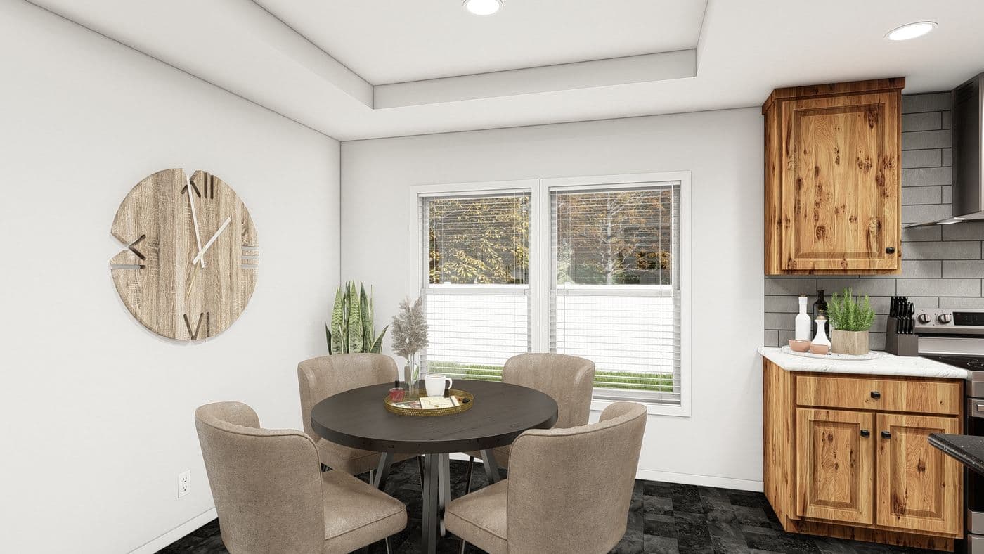 The ING681F EUCALYPTUS          GW Dining Area. This Manufactured Mobile Home features 3 bedrooms and 2 baths.