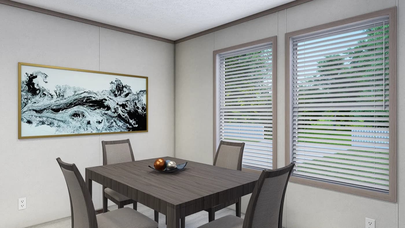 The 5228-E774P THE PULSE Dining Room. This Manufactured Mobile Home features 3 bedrooms and 2 baths.