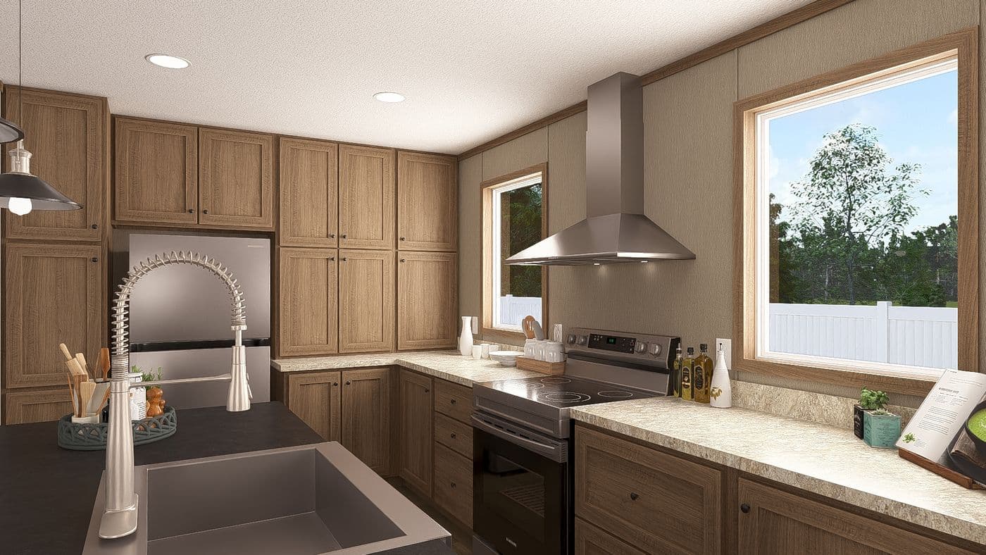 The THE RESERVE 52 Kitchen. This Manufactured Mobile Home features 3 bedrooms and 2 baths.