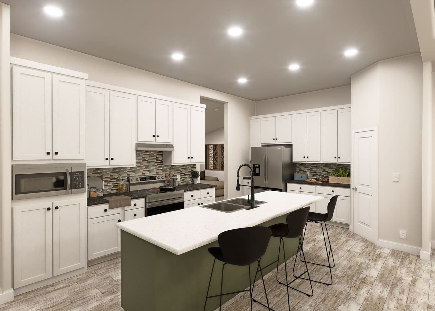 The ING601K WHITE PINE          GW Kitchen. This Manufactured Mobile Home features 3 bedrooms and 3 baths.