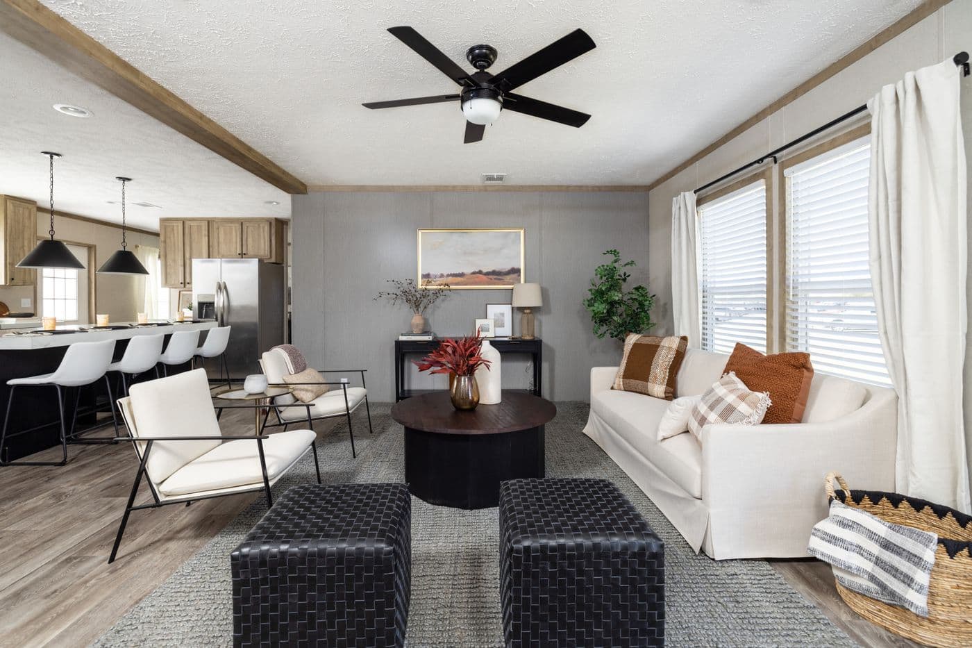 The STERLING ANNIVERSARY Living Room. This Manufactured Mobile Home features 3 bedrooms and 2 baths.