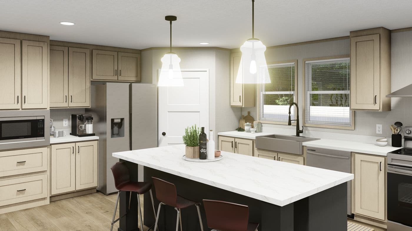The KING AIR Kitchen. This Manufactured Mobile Home features 4 bedrooms and 2 baths.