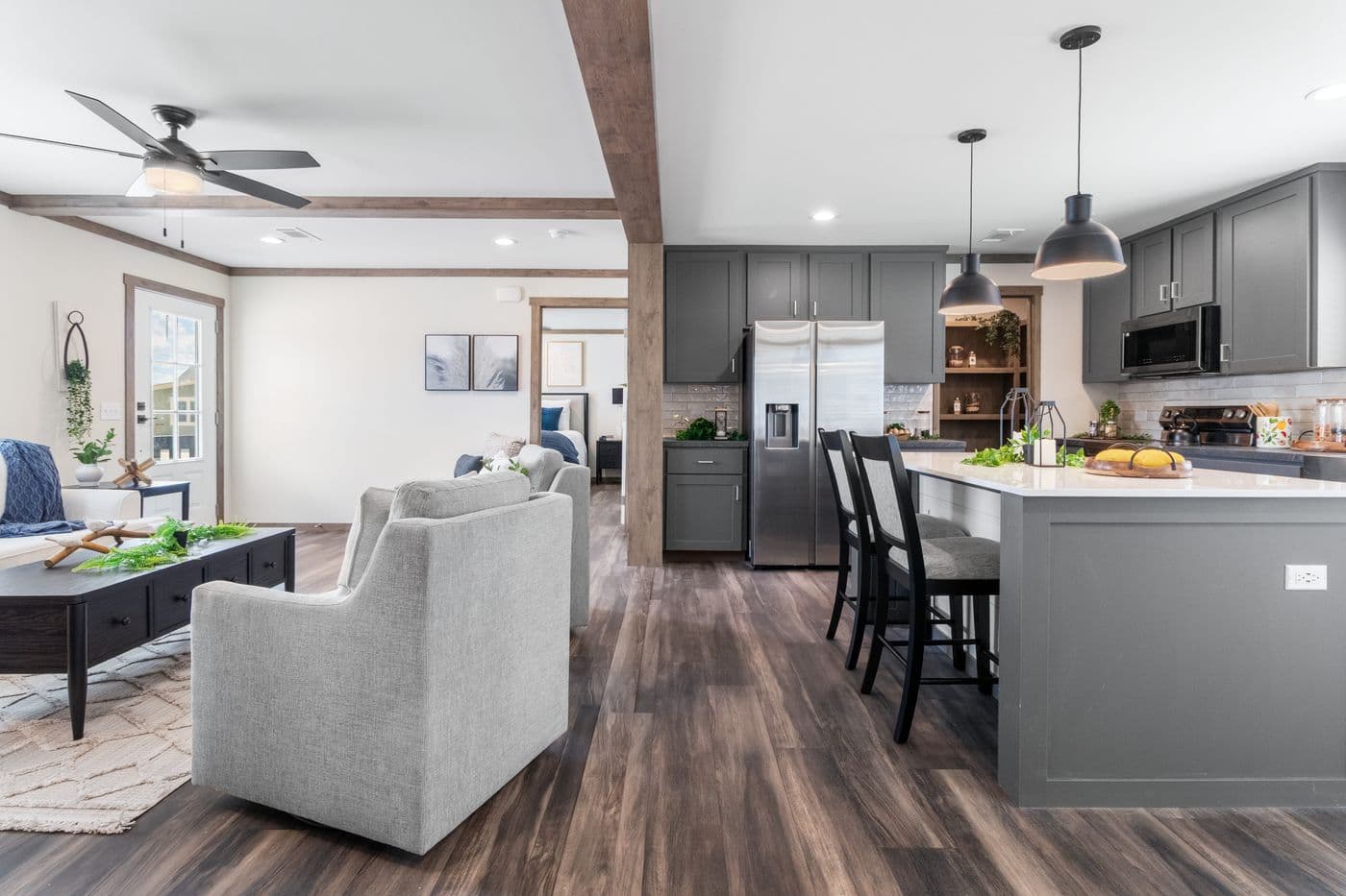 The FARM 4 FLEX Kitchen. This Manufactured Mobile Home features 4 bedrooms and 3 baths.
