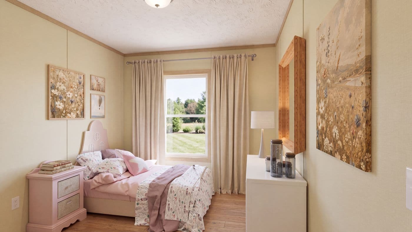 The BOONE Bedroom. This Manufactured Mobile Home features 4 bedrooms and 2 baths.
