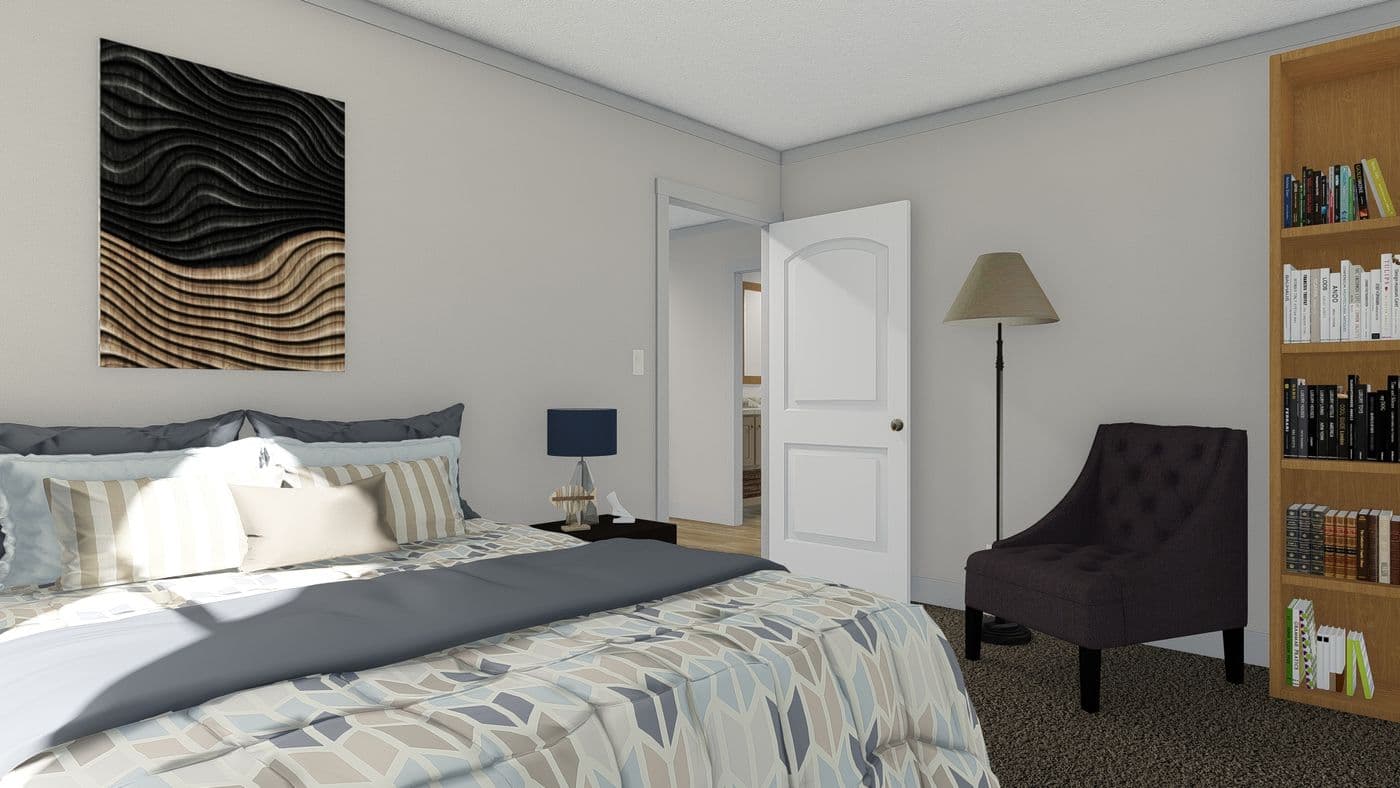 The 2003 "ROCKET MAN" 6628 Guest Bedroom. This Manufactured Mobile Home features 3 bedrooms and 2 baths.