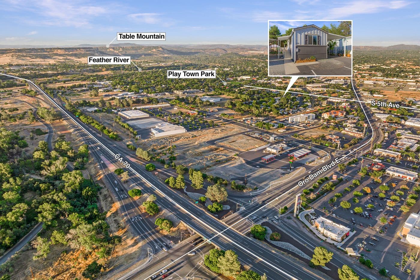 Aerial view proximity to Hwy 70