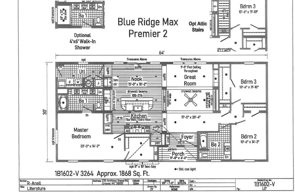 Floor plan for 3 Bedroom 2 Bath Modular in Chappels Lake Greenwoo