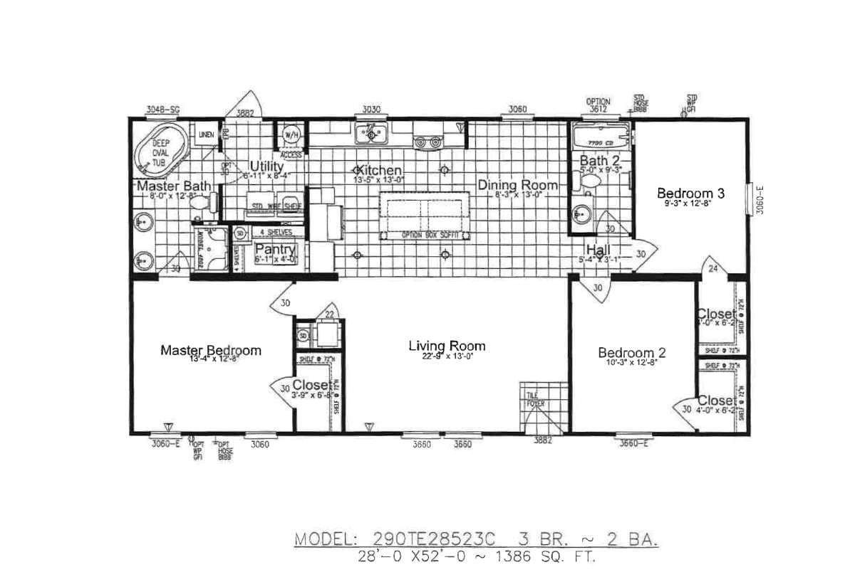 Floor plan for Beautiful Open Kitchen Living Room 3 bed - 2 bath